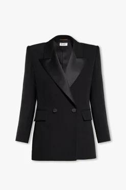 Saint Laurent CZARNY Wełniana marynarka