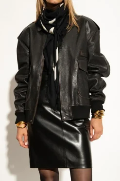Saint Laurent CZARNY Wzorzysta chusta