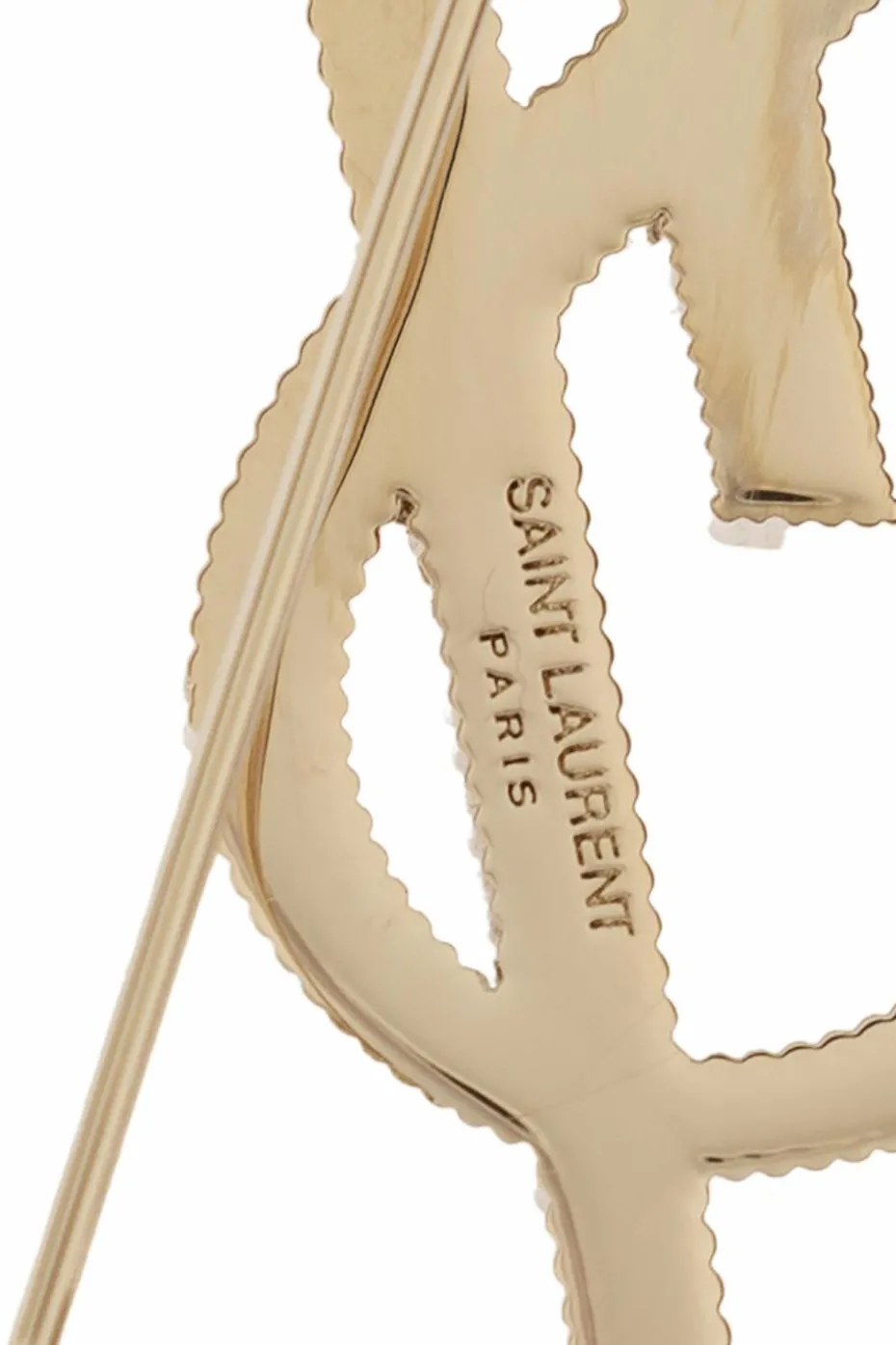 Saint Laurent ZŁOTY Broszka w kształcie logo