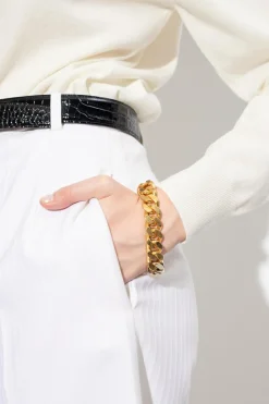 Saint Laurent ZŁOTY Mosiężna bransoleta