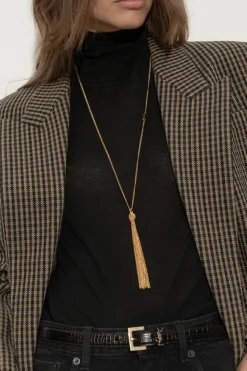 Saint Laurent ZŁOTY Naszyjnik z zawieszką