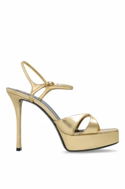 Saint Laurent ZŁOTY Sandały na obcasie `Debbie`