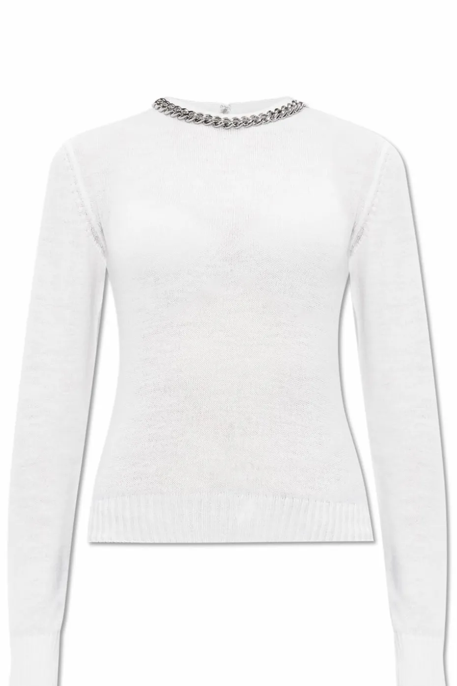 Stella McCartney BIAŁY Sweter z dekoracyjnym łańcuchem przy dekolcie