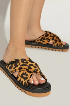Stella McCartney BRĄZOWY Klapki `Sneak-Elyse` na platformie