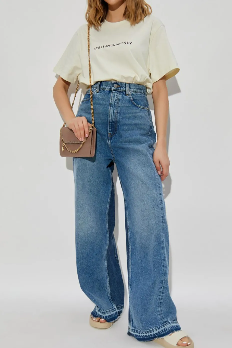 Stella McCartney kremowy T-shirt z logo