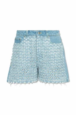 Stella McCartney NIEBIESKI Jeansowa szorty z wysokim stanem