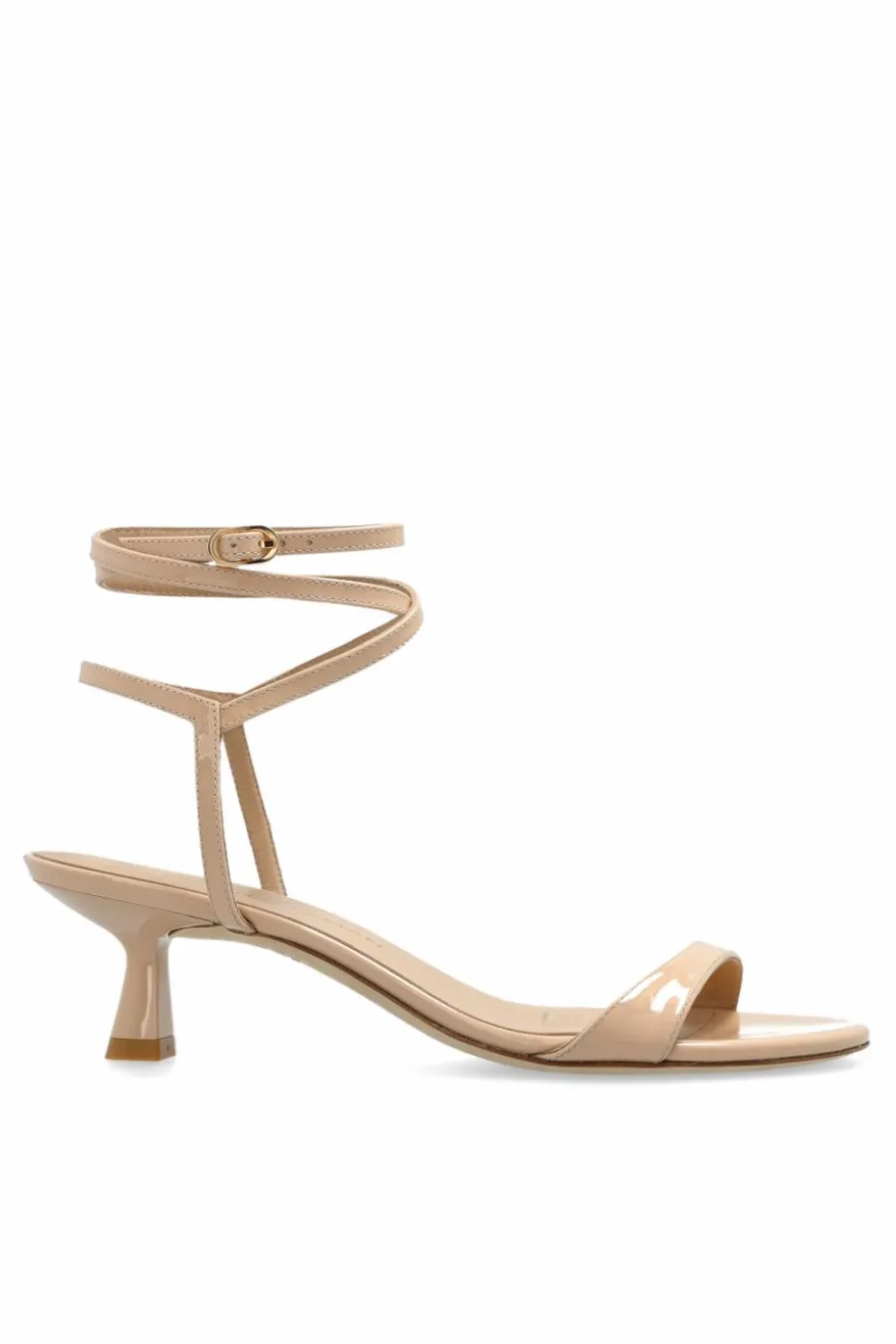 Stuart Weitzman beżowy Lakierowane sandały na obcasie ‘Nudist’