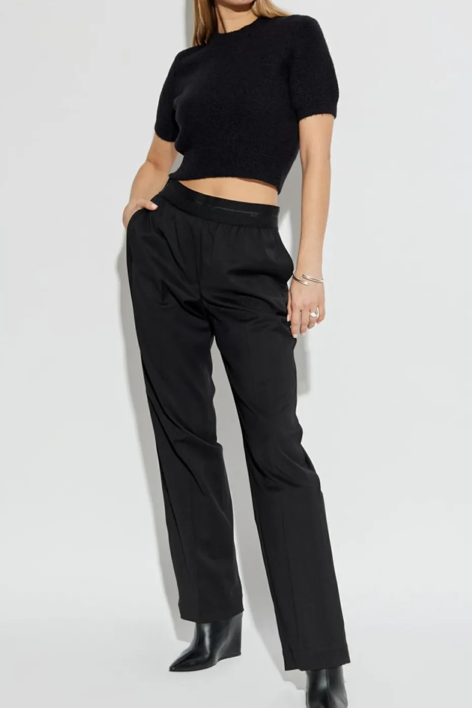 T by Alexander Wang CZARNY Top z logo
