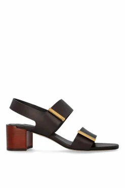 Tod’s BRĄZOWY Skórzane sandały na obcasie