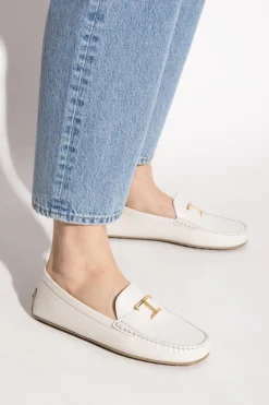 Tod’s kremowy Skórzane mokasyny