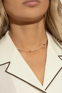 Tory Burch BIAŁY Naszyjnik z logo