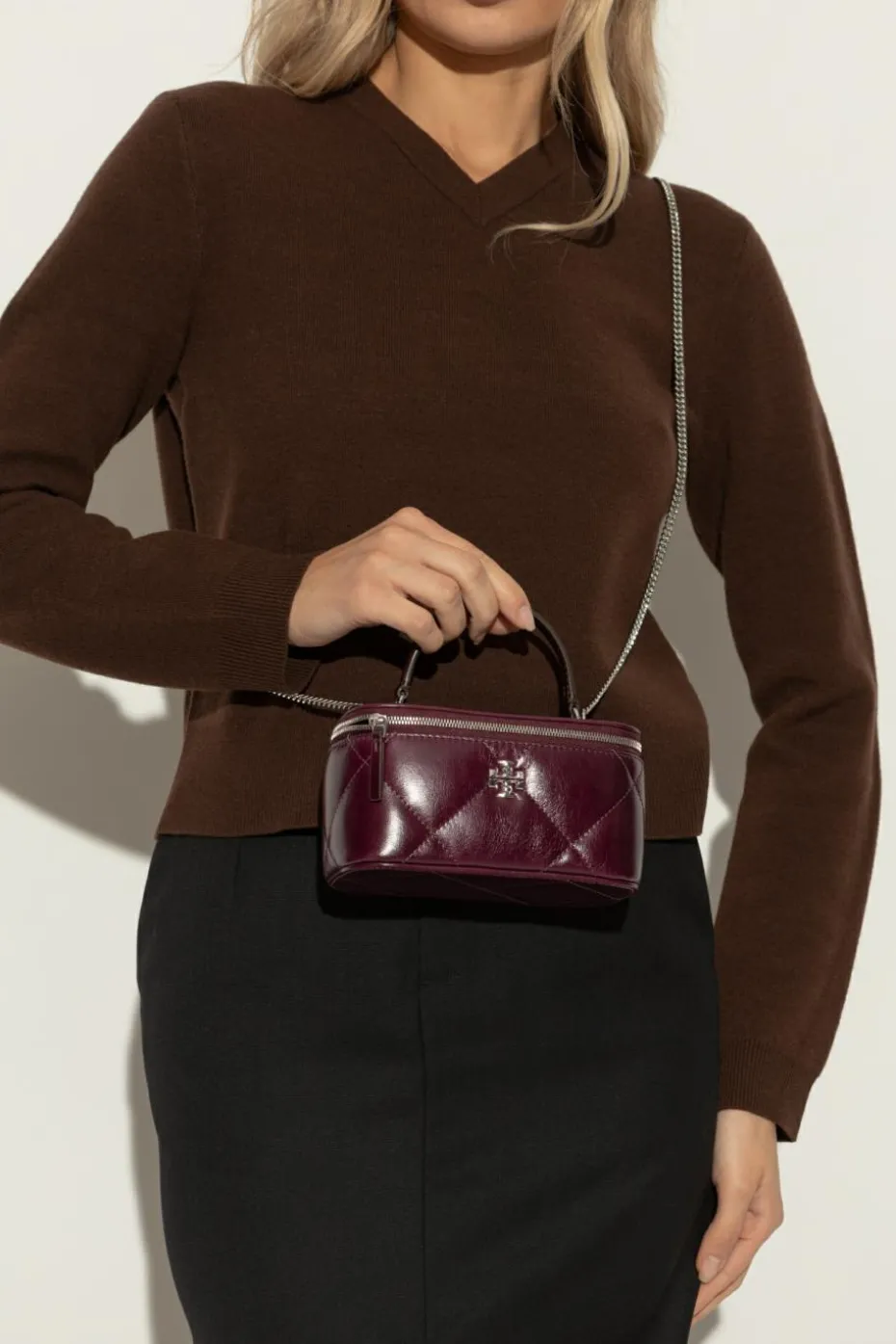 Tory Burch BORDO Pikowana torba