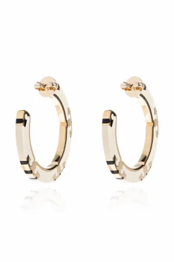 Tory Burch kremowy Okrągłe kolczyki z logo