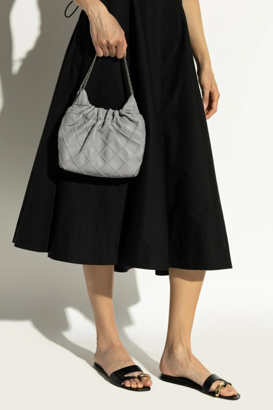 Tory Burch SZARY Torba na ramię `Fleming Mini`
