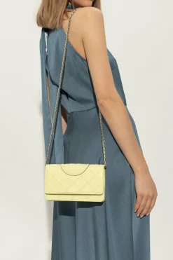 Tory Burch ZIELONY Portfel na łańcuchu `Fleming Soft`