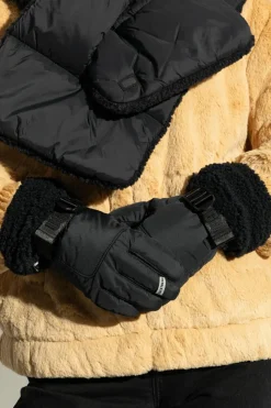 UGG CZARNY Rękawice narciarskie `Shasta` ze sztucznym futrem