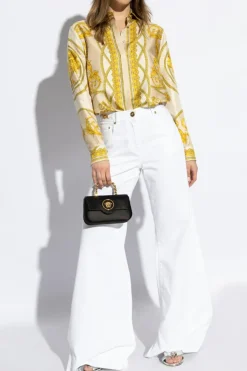 Versace BIAŁY Jeansy z szerokimi nogawkami