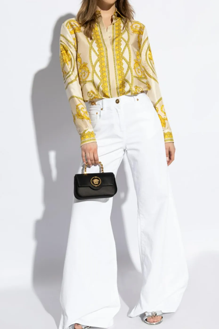 Versace BIAŁY Jeansy z szerokimi nogawkami