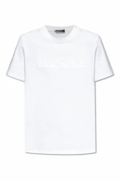 Versace BIAŁY T-shirt z wyszytym logo