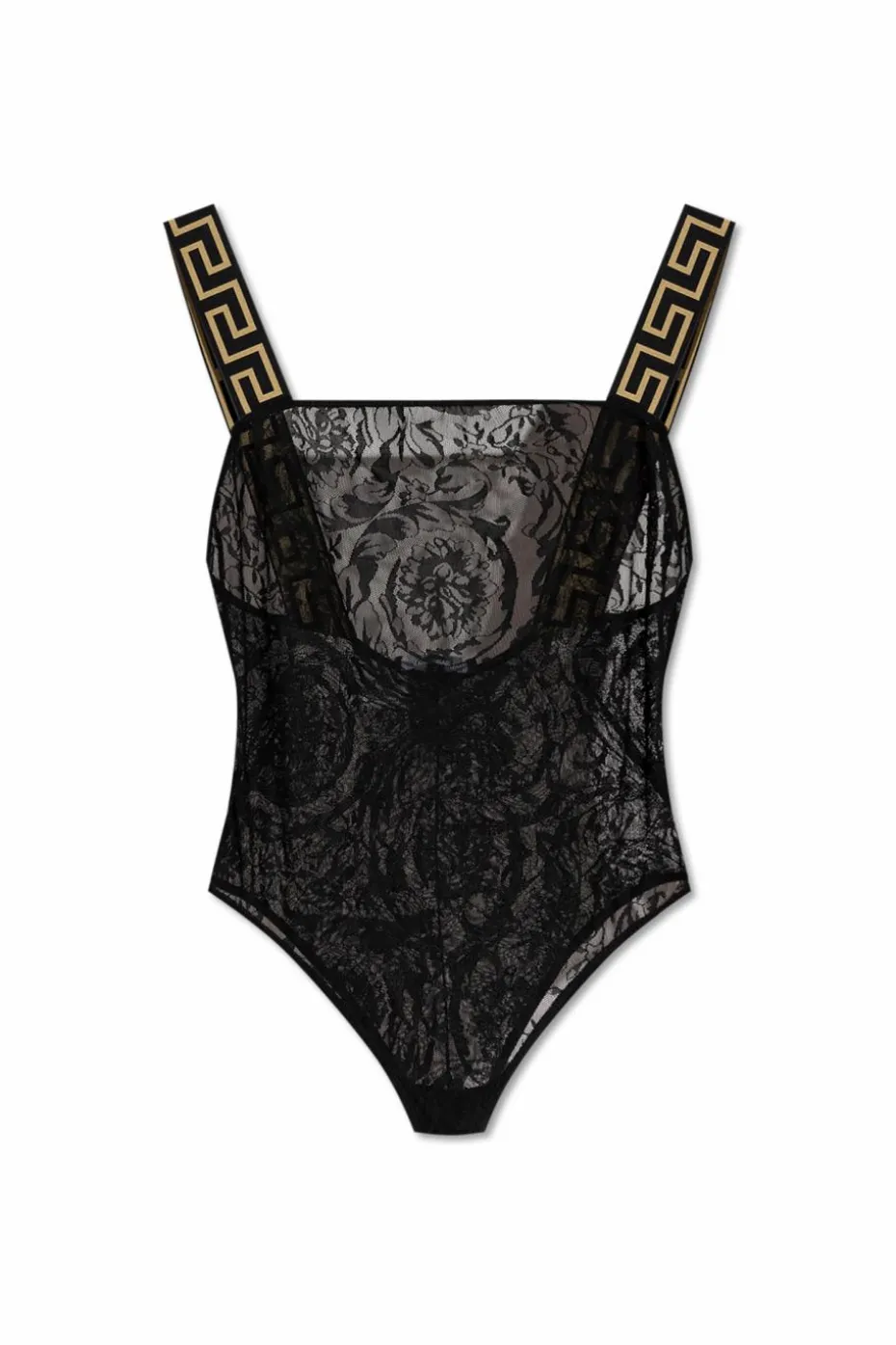 Versace CZARNY Koronkowe body
