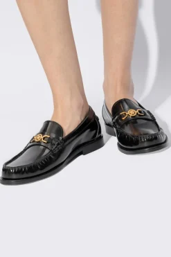 Versace CZARNY Skórzane buty typu ‘loafers’