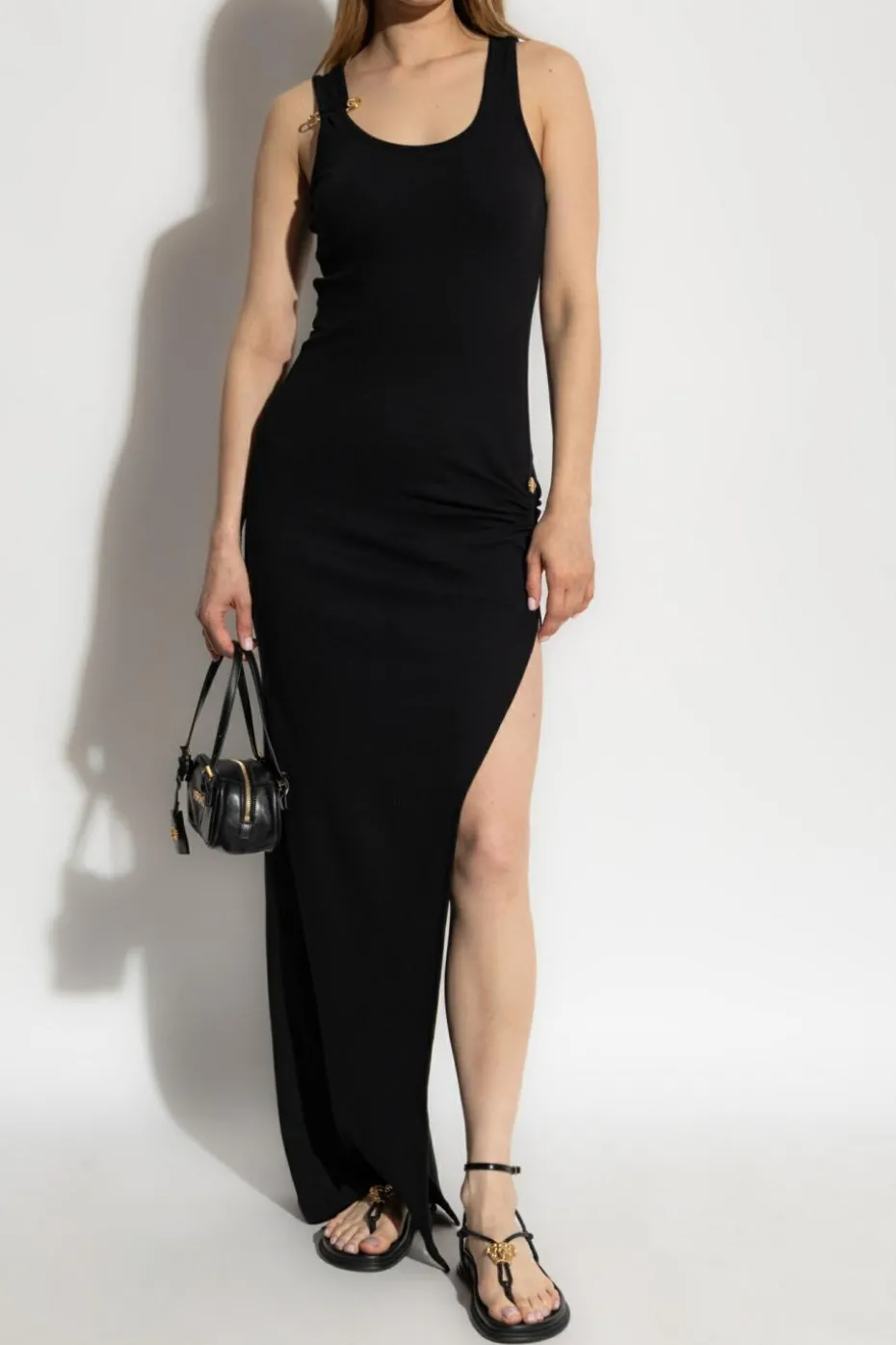 Versace CZARNY Sukienka z rozcięciem z przodu