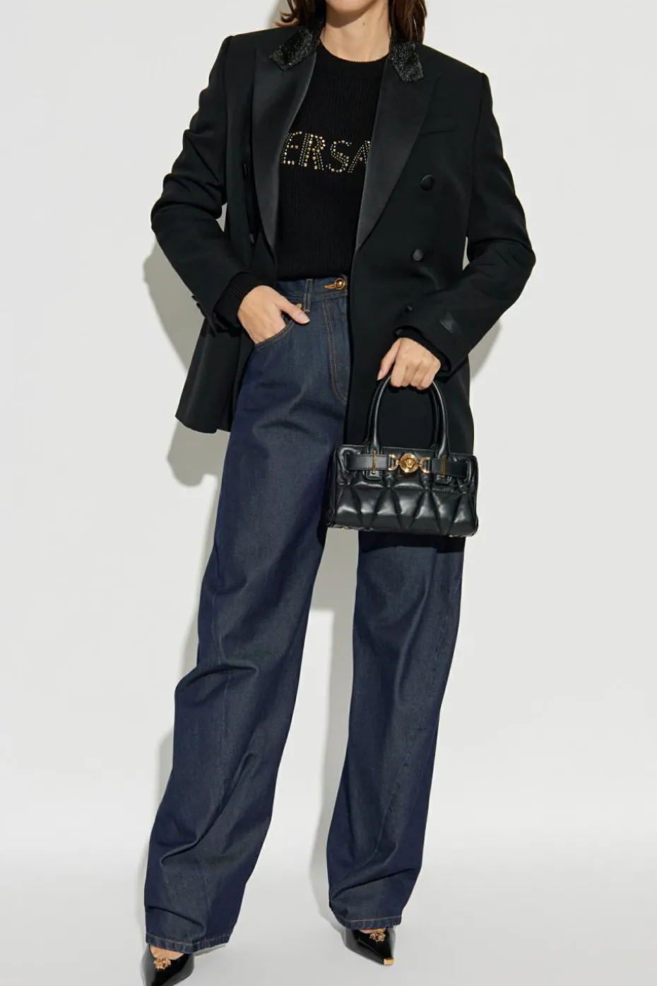 Versace CZARNY Sweter z logo