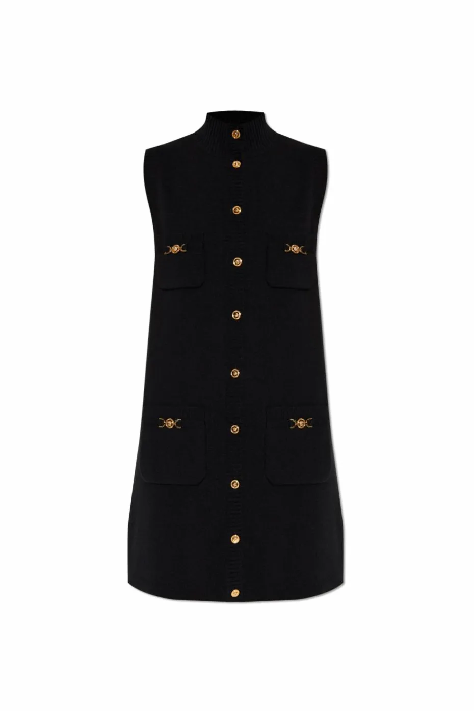 Versace CZARNY Wełniana sukienka
