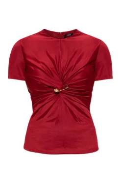 Versace CZERWONY Top z drapowaniem