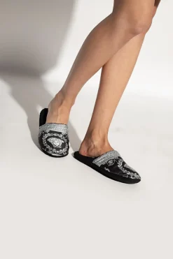Versace Home CZARNY Klapki z wzorem barokowym