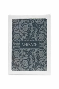 Versace Home SZARY Zestaw dwóch talii kart w skórzanym etui