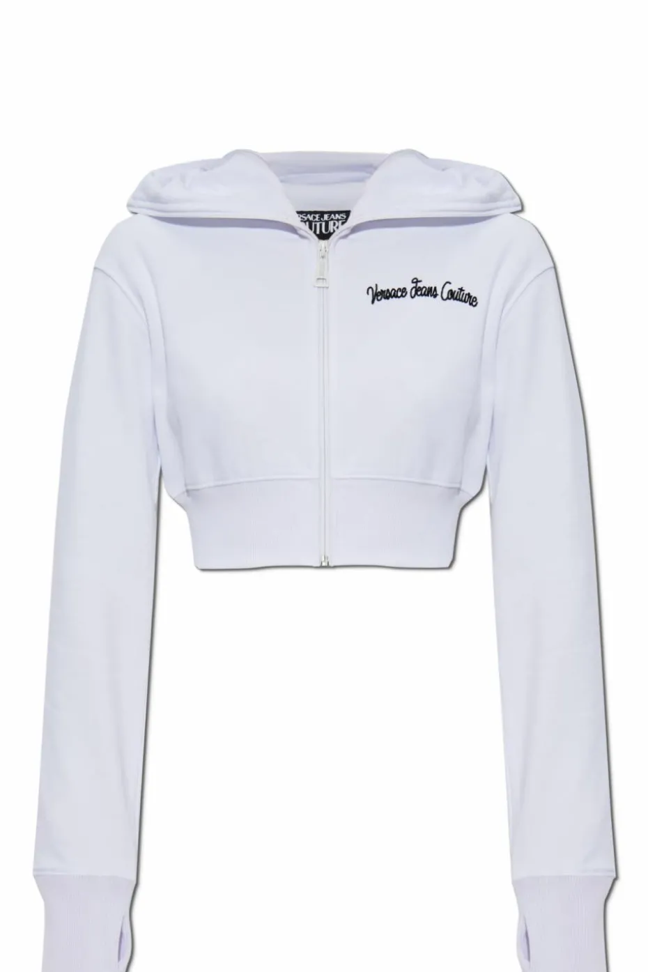 Versace Jeans Couture BIAŁY Krótka bluza z kapturem