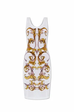 Versace Jeans Couture BIAŁY Sukienka z nadrukiem `Barocco`
