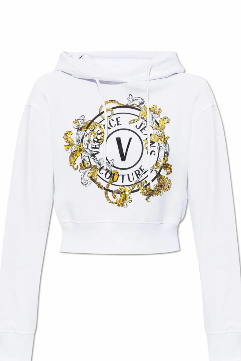 Versace Jeans Couture BIAŁY Bluza z nadrukiem i połyskującymi cekinami