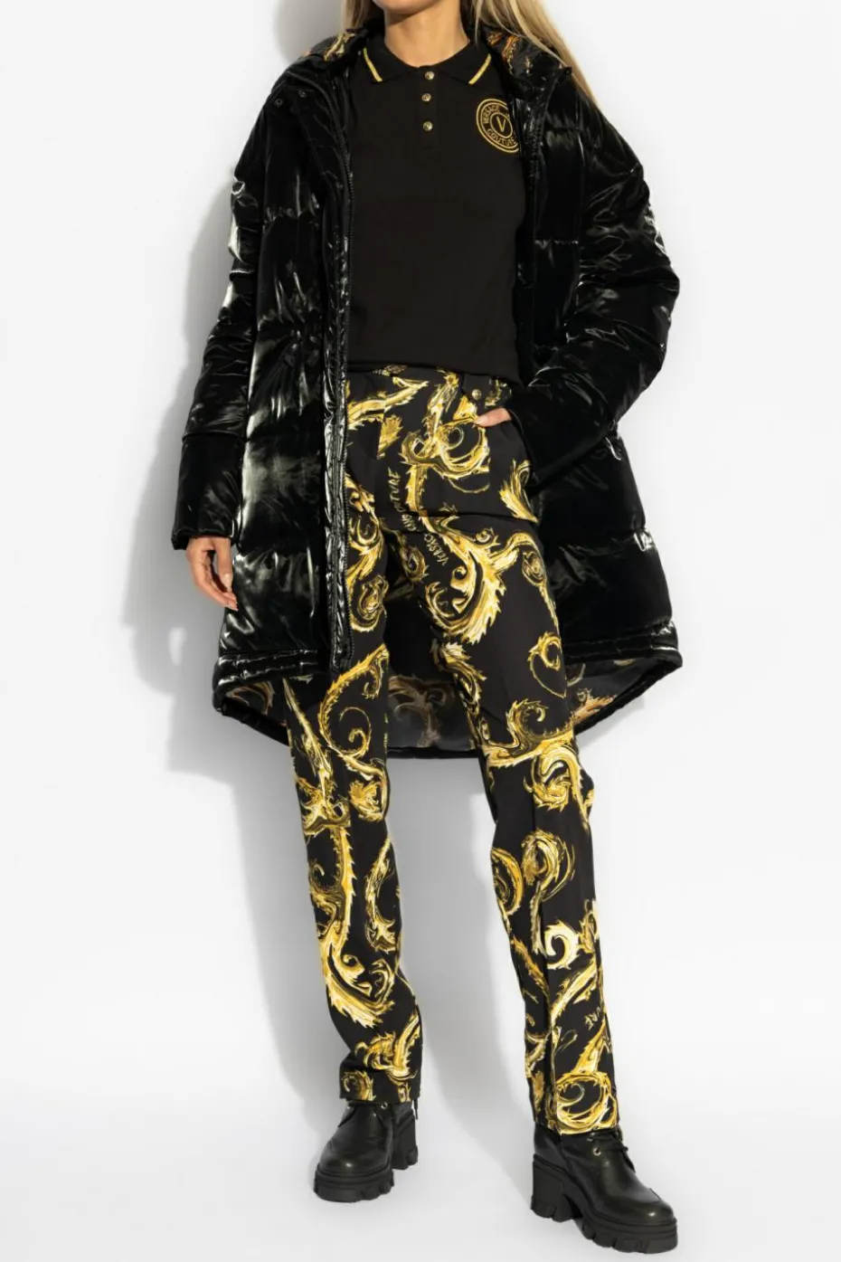 Versace Jeans Couture CZARNY Polo z logo