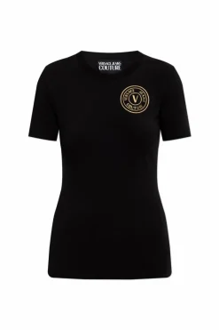 Versace Jeans Couture CZARNY T-shirt z logo