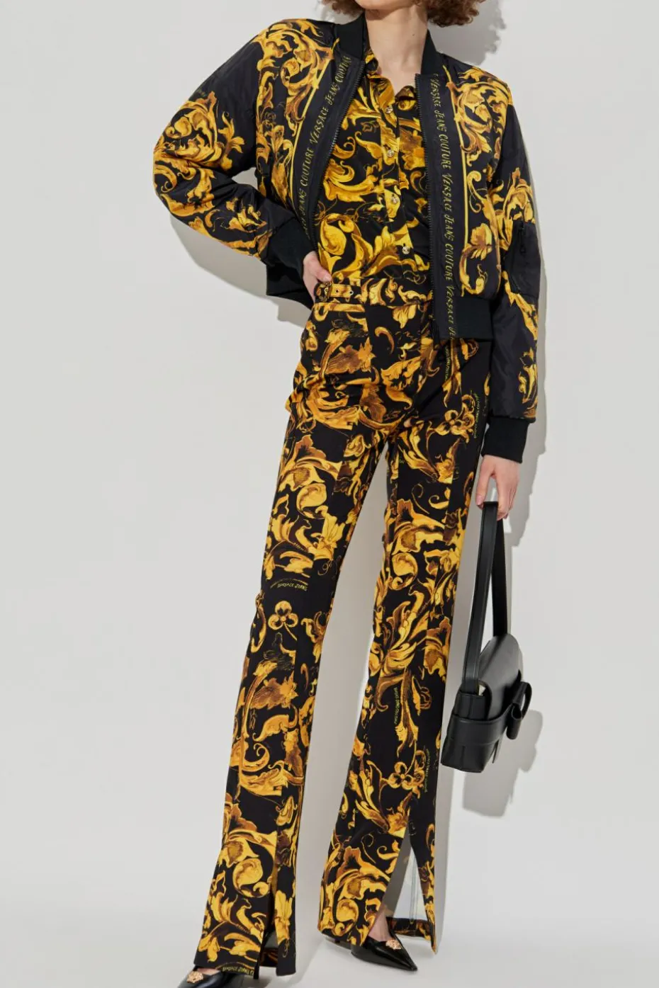 Versace Jeans Couture ŻÓŁTY Koszula z nadrukiem `Barocco`