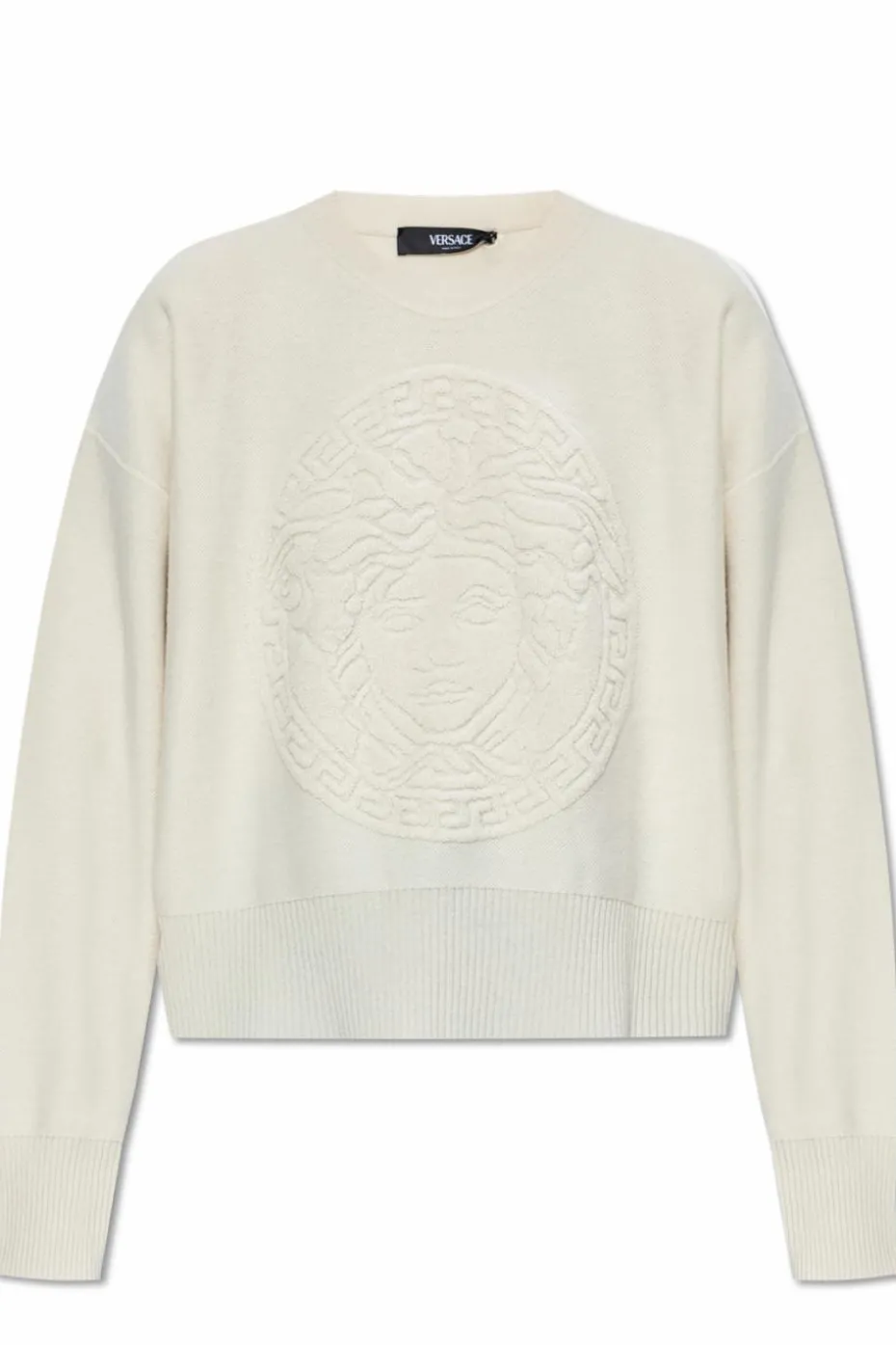 Versace kremowy Wełniany sweter