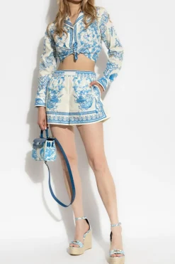 Versace NIEBIESKI Bawełniane szorty z nadrukiem