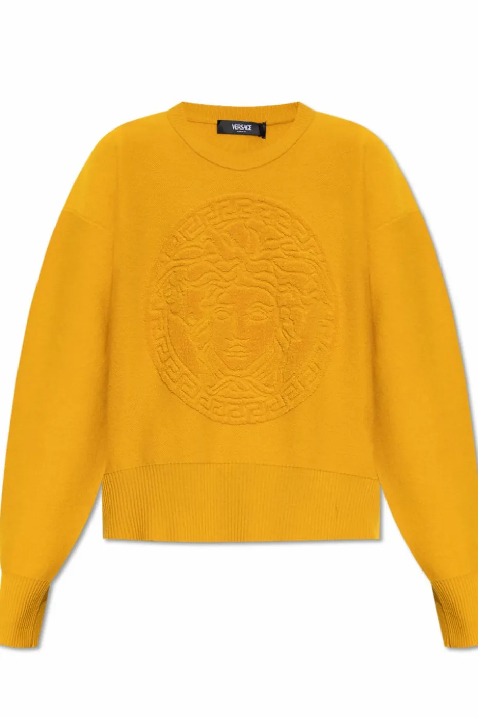 Versace POMARAŃCZOWY Sweter z głową Meduzy