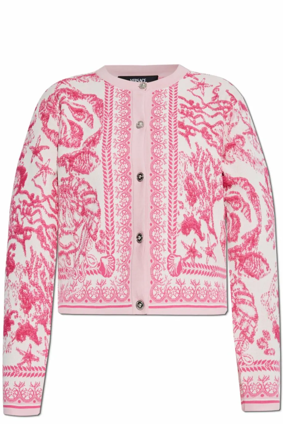 Versace RÓŻOWY Kardigan ze wzorem `Barocco`