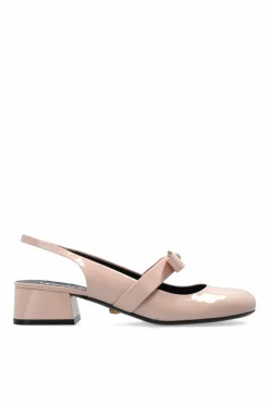 Versace RÓŻOWY Skórzane buty na obcasie