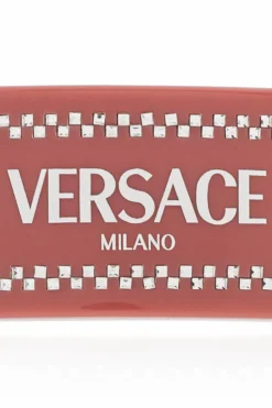 Versace RÓŻOWY Spinka do włosów z połyskującymi kryształami