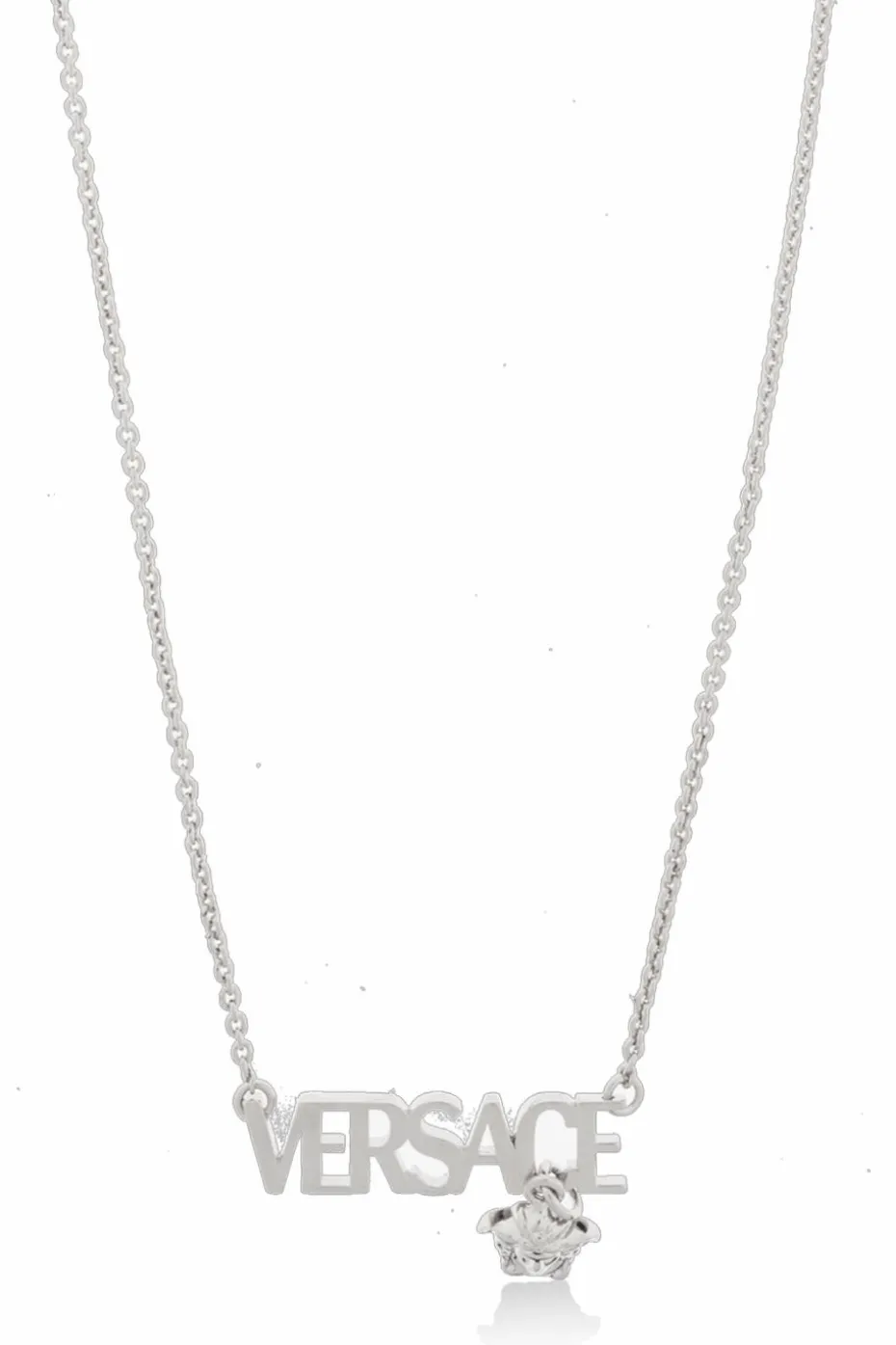 Versace SREBRNY Naszyjnik z zawieszką w kształcie logo