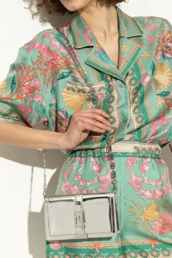 Versace SREBRNY Portfel na łańcuchu `Greca Goddess Mini`