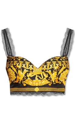 Versace ŻÓŁTY Wzorzysty top na ramiączkach