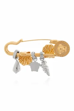 Versace ZŁOTY Broszka z zawieszkami