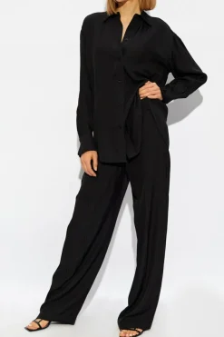 Victoria Beckham CZARNY Spodnie z logo