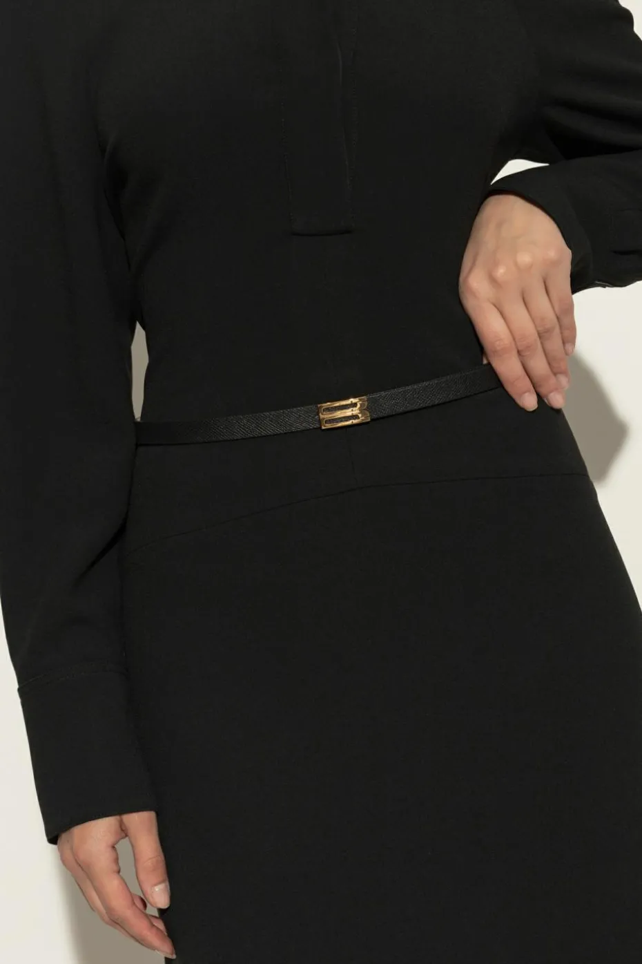 Victoria Beckham CZARNY Skórzany pasek