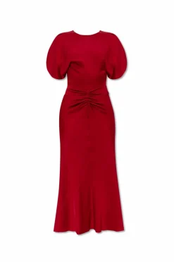 Victoria Beckham CZERWONY Sukienka z drapowaniem w talii